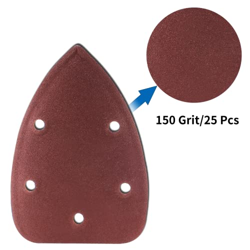 25 Pcs Mouse Detail Sander Sandpaper, 150 Grit, 5 Hole - size: 150 Grit - 25 Pcs