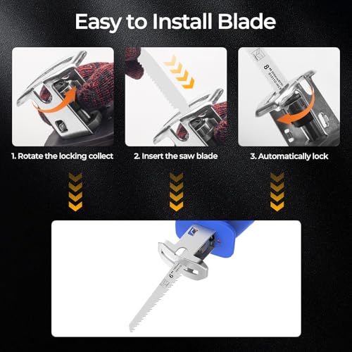 Cordless Reciprocating Saw Compatible with Dewalt 20V Battery(Battery not include) Cordless Sawzall for Wood/Metal/PVC Cutting with Brushless Motor, 4 Blades
