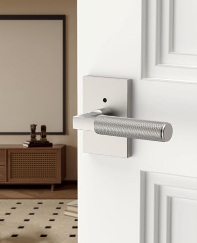 Asidrama 6 Pack Brushed Satin Nickel Privacy Door Handles - color: Brushed Satin Nickel