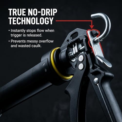 Heavy Duty Caulking Gun | 12:1 Manual Caulk Gun | 10oz Cartridges 300ml | No Drip Professional Calking for Painters, DIYers, Automotive, Contractors - size: 10oz / 300ml, style: 12:1 Manual Gun