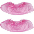 50Pairs/100PCS Disposable Plastic Anti-Slip Shoe Covers- Overshoes Carpet Protection Floor Protectors (Pink)