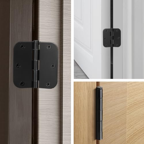 KNOBWELL Door Hinges Matte Black, 3.5" x 3.5" Interior Door Hinges, 30 Pack - color: Matte Black