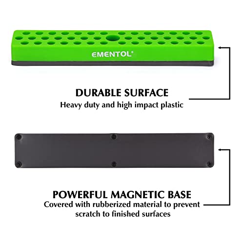 EMENTOL 1/4" Magnetic Bits Holder - Green, 43PCS Hole, Bit Organizer with Strong Magnetic, Magnetic Bits Organizer - color: Green, size: Hex Bit Holder