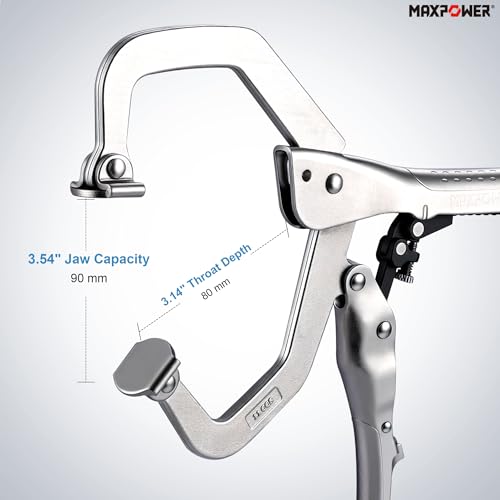 MAXPOWER 12" Self-Adjust Locking C-Clamp, 3.54" Jaw Opening, Swivel Pads - style: Swivel Pads | 12"