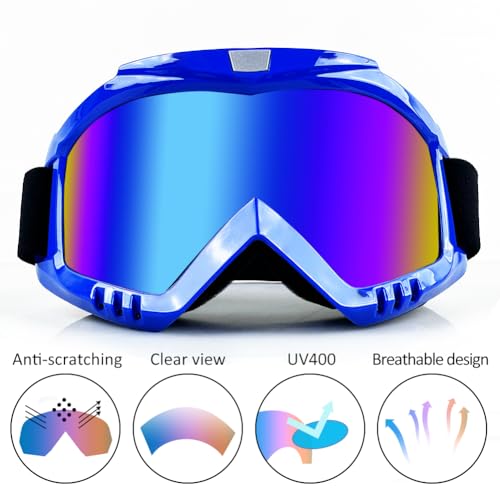 Dirt Bike ATV Goggles 2-Pack Motorcycle Motocross Bike Riding Racing - color: (Blue & Black)color Lens