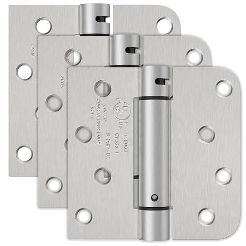 4 Inch Self Closing Door Hinges, Brushed Nickel Spring Loaded Hinges 3 Pack - color: Brushed Nickel, Square & 5/8" Radius, size: 4" 3 Pack
