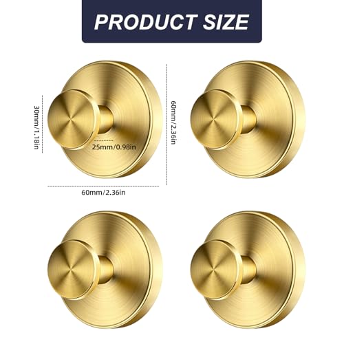 Reusable Suction Cup Hooks for Shower, Drill-Free Wall Hooks (4, Gold) - color: Gold