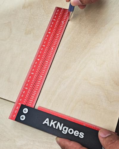 Precision Woodworking Square Ruler for Measuring and Marking, Square Ruler with Support Lip, Self Standing for Quick Measurement, Framing Tool for Professional Carpentry Use - 12 Inch