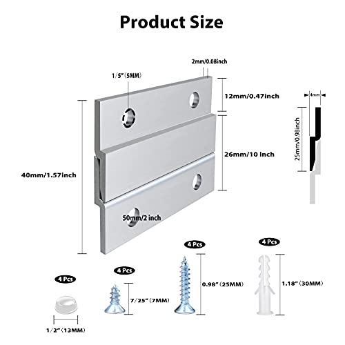 French Cleat Picture Hanger 2 Inches Aluminum Z Hanger 2 Pairs | Supports 30lbs - Interlocking Wall Mounting Bracket Hardware Kit for Hanging Mirrors, Picture, Shelf, Whiteboard, Art, Frames - size: 2 Inch-Standard