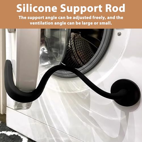 Magnetic Washer Door Stopper & Holder Strong Flexible Prop to Keep Front Load Washer/Dryer Door Open Fits LG Samsung Laundry Accessories (Black) - color: Black