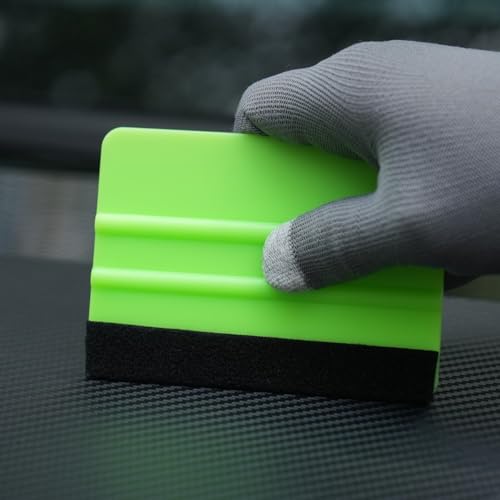 2-Pack Felt Edge Squeegee Tool for Vinyl Wrap & Wallpaper Smoothing, Plastic Scraper with Replacement Fabric Felts, Anti-Scratch Applicator for Car Window Tint, Glass Film & Craft Decals - color: Green