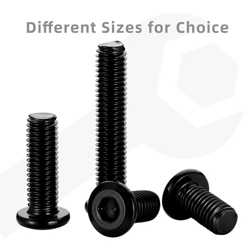 5/16-18 x 2" Flat Round Socket Screws Connector Bolts for Furniture, Stainless Steel 304 Black Finish, Full Thread, 10 PCS - size: 5/16-18 x 2"