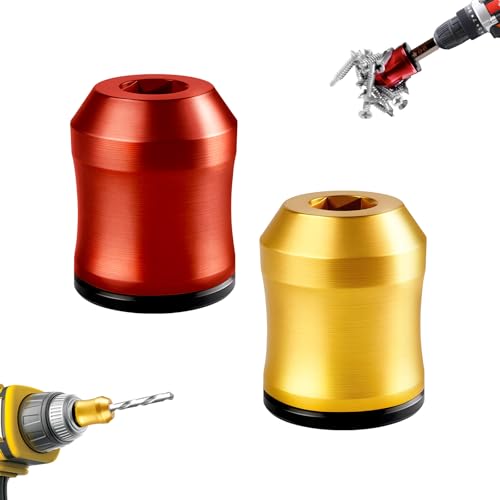 2Pcs Screwdriver Head Magnetic Ring, Strong Magnetic Screw Ring Set Removable Household Tool for Drills, Universal Bit Holder for Hex Screwdrivers & Power Bits (Red+Yellow)