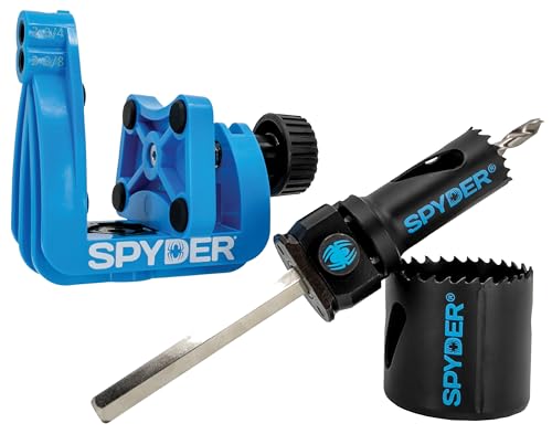 Spyder 5-Piece Rapid Core Eject Door Lock Installation Jig and Bi-Metal Hole Saw Kit, 1-inch and 2-1/8-inch
