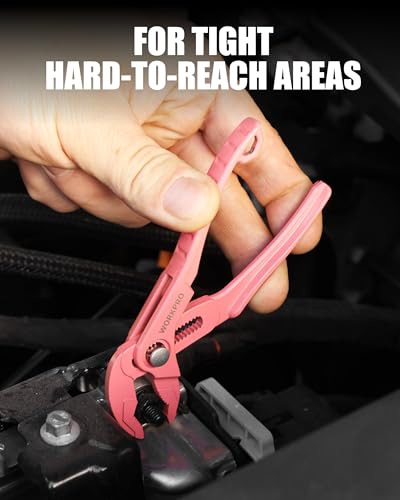 WORKPRO Mini Water Pump Pliers, 4-Inch Groove Joint Pliers for Tight Spaces - color: Pink