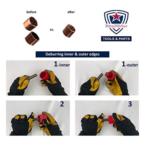 Copper Pipe Cleaner Set [7PC_3-Size] 3 Pipe Cleaning Brushes 3 Fitting Cleaners and 1 Reamer, Clean 1/2, 3/4, 1.0-Inch Pipes & Fittings for Soldering - style: [7PC]Set