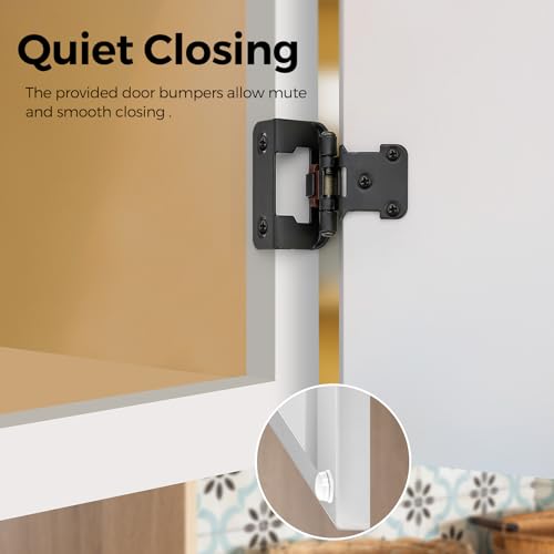 4 Pack 2 Pair Black Cabinet Hinges, 1/2" Semi Wrap Kitchen Hinges - color: Black, size: 1/2" Semi Wrap