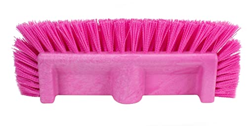 SPARTA 40422EC26 Floor Scrub Brush Head, Multi-Level, Dual Surface Plastic Block with Side Bristles, Crimped Polyester, Threaded Handle Hole, Ideal for Wide and Tight Spaces, BPA Free, 12 Inches, Pink - color: Pink