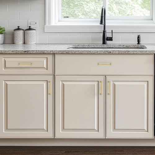 Ravinte Brushed Gold Cabinet Handles Solid Handles,3-3/4 Inch,10 Pack - color: Brushed Gold, size: 3-3/4 Inches Hole Center