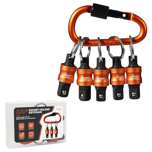 3/8" Socket Holder Keychain 5PCS Set,Drive Quick-Release & Lock Organizer - size: 5PCS-3/8'