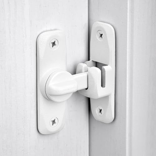 Matte White Barn Door Latches,90/180 Degree Gate Lock_B - color: Matte White
