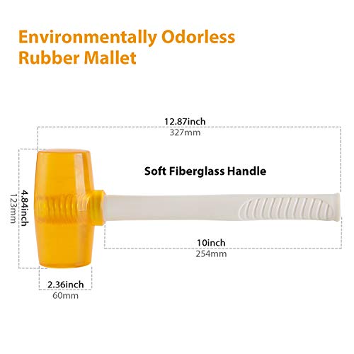 4-Piece 15 Ounce Rubber Mallet,Lightweight Double-Face Hammer with Fiberglass Non Slip Handle,Perfect for Leather Crafts,Jewelry,Wood and Flooring Installation - size: 15 Ounce(4 Pack)