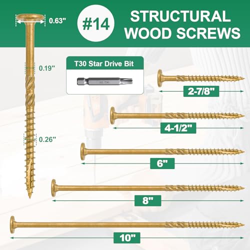 2-7/8 Inch Heavy-Duty Outdoor Deck Screws - size: #14 x 2-7/8"