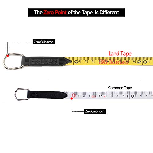 LAND 165FT/50M Heavy Duty Fiberglass Tape Measure - 1/2-Inch Wide, Dual Inch/Metric Scale, Durable Open Reel Measuring Tape for Surveying, Engineering, Runway Construction - size: 50 m