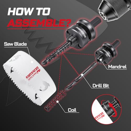 Geinxurn 4-1/2 Inch(114mm) Hole Saw, 1PC HSS Bi-Metal Hole Saw Kit with Shark Tooth Hole Cutter for Wood,Drywall, PVC Boards and Thin Metal - color: 1 PCS 4-1/2"