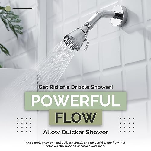Angle Simple Shower Head High Pressure, Brass Shower Sprayer G 1/2, Chrome - color: Chrome