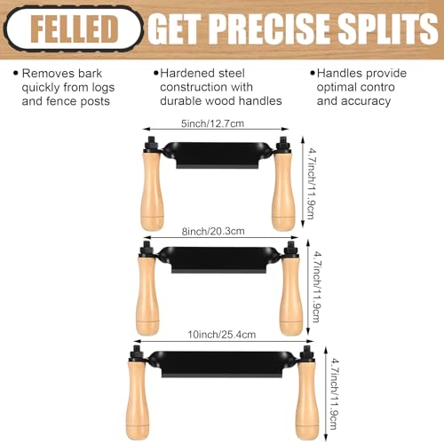3 Pcs Straight Draw Shave Knife Set 5" 8" 10" Woodworking Debarking Hand Tool Wood Razor Shaving Wood Barking Tool for Men Tree Bending Broach Peeling Whittling Shaping Detailing Stripping - style: Straight
