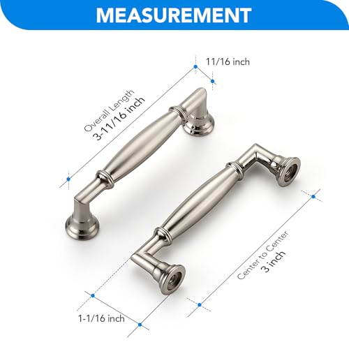 HOME EDIT Brushed Nickel Cabinet Handles 3 Inch Pulls 20 Pack - color: Brushed Nickel, size: 3 inches Hole Center