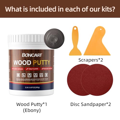 Boncart Wood Filler, 9.87 OZ Ebony Wood Putty - color: 9.87OZ Ebony