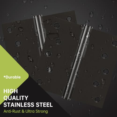 Black Stainless Steel Door Hinges 5x5 Inches (3 Pack), Heavy Duty Ball Bearing Hinges with Mounting Screws, Rustproof and Quiet - size: 5x5inch - 3 Pcs