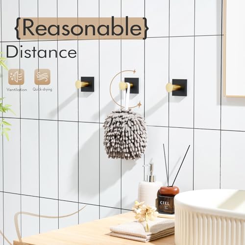 KOKOSIRI Robe Hooks Bath Towel Hooks for Wall Closet Kitchen Hanging Towels Bathroom Hardware Black with Gold Stainless Steel 3 Pack, B1016GDK-P3 - color: Black Gold, size: 3 Pack