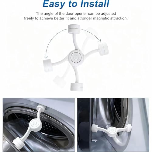 Magnetic Door Prop for Front Load Washer, 360° Adjustable Compact White - color: White