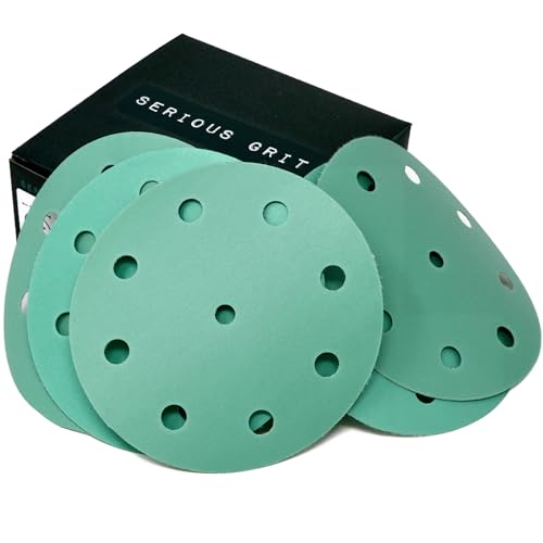 Serious Grit - 5-Inch 9-Hole Sanding Discs - Fine Grit Assortment - 50 Pack - size: High Grit