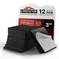 X-PROTECTOR Felt Furniture Pads - 12 PCS 3" - Felt Pads Floor Protectors - size: 3" 12 Black, Square