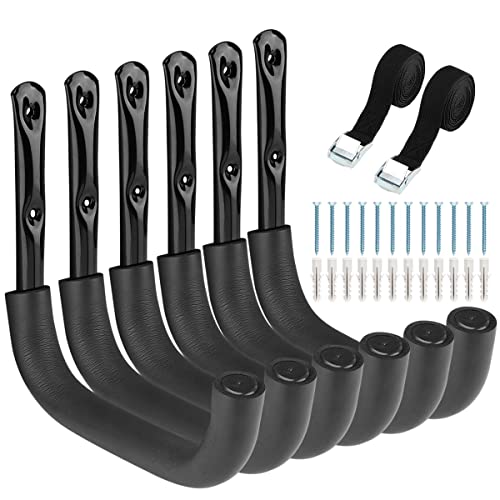 6 Pack Heavy Duty Garage Storage Ladders Hooks, 10 Inch Wall Mount Storage Garage Hangers for Bikes, Garden Tools, Chair, Hose - size: 9inch x 10inch