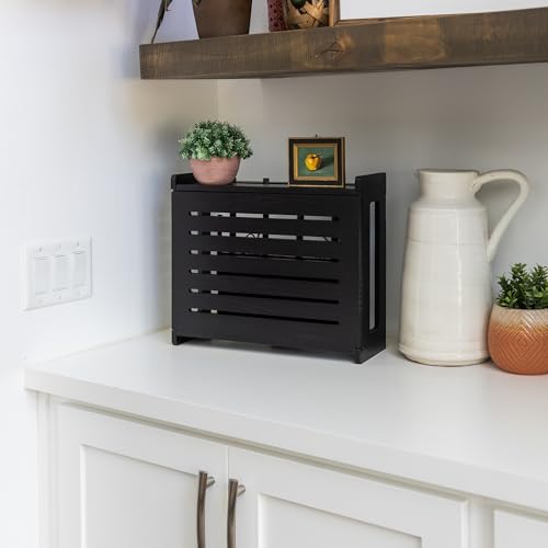 WiFi Router Storage Cabinet Router Box Hider WiFi Box Hider Shelf Cover - color: Black