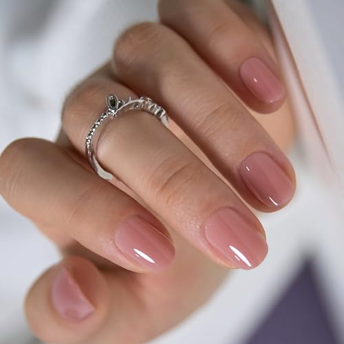CurvLife Extra Short Oval Press On Nails, Nude Peach Pink, Soft Gel - color: A1 -honey peach