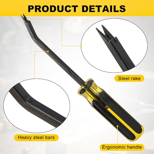 3PCS Heavy Duty Construction Staple Remover with Tack Puller Tool, Nail Puller, Carpet Remover, Removing All Kinds of Staples for Furniture, Floor, Wooden Case, Carton, Photo Frame(COLOR:Black+Yellow)