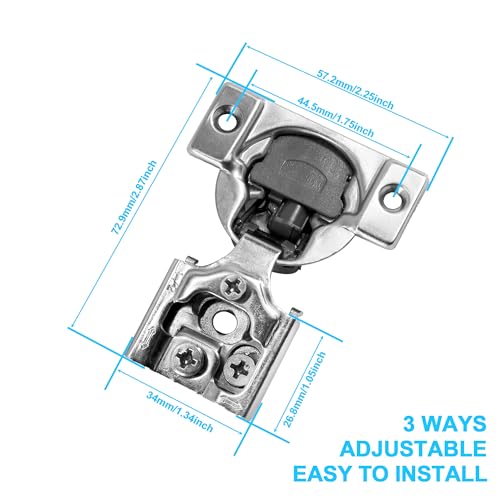 1/2 Inch Overlay Soft Close Cabinet Hinges, 6 Pack Slow Soft Close Hinges for Kitchen Cabinets Satin Nickel Hidden Self Closing Kitchen Cabinet Hinges - size: 1/2 inch Overlay
