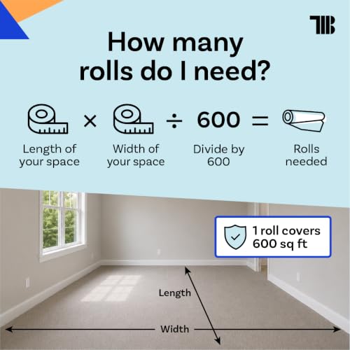 TapeManBlue Carpet Protection Film 36" x 200' roll, Self Adhesive Plastic Carpet Protector Film with Clean Removal & Easy Unwind, Durable Protection Tape to Shield Your Surface from Dirt and Spills - size: 36" x 200' (1 roll)