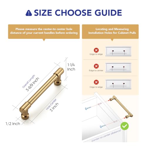 Ravinte Polished Champagne Bronze Cabinet Handles 3 Inch 10 Pack - color: Polished Champagne Bronze, size: 3 Inches Hole Center