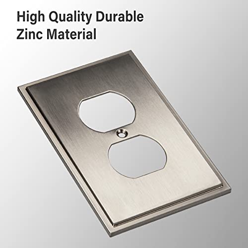 Henne Bery Soft Modern Decorative Wall Plate Switch Plate Outlet Cover (Single Duplex 2PK, Satin Nickel) - style: Single Duplex 2PK