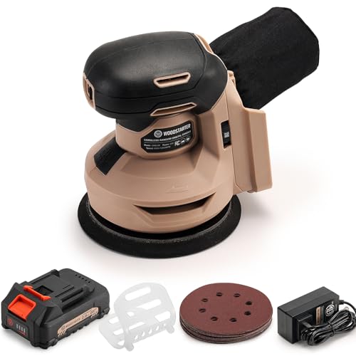 5" Cordless Random Orbital Sander(with Battery & Charger), Brushless 6-Speed 6000–12000 RPM, Palm Orbital Sander for Sanding, Includes Dust Bag & 12PCS Sandpapers