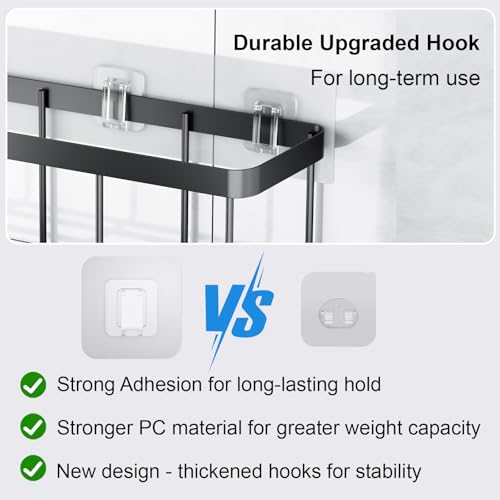 3 Pack Shower Caddy Adhesive Replacement, Waterproof Shower Shelf Adhesive Strips, Strong Adhesive Flat Hooks for Bathroom Storage Shelves and Kitchen Racks No Drilling, Clear - color: Transparent-3 Pack