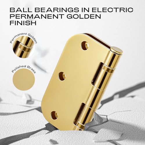 18 Pack Polished Brass Door Hinges 3.5 Inch 5/8" Radius No-Squeak - color: Polished Brass Ball Bearing, size: 18 Pack