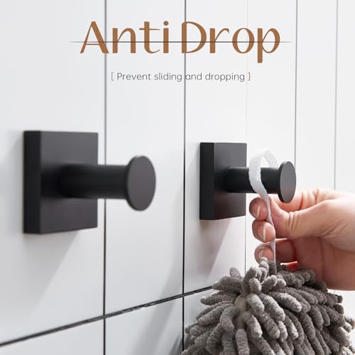 KOKOSIRI Robe Hooks Black Bathroom Shower Hook Holder for Hanging Bath Towels Kitchen Bathroom Hardware Wall Mounted Stainless Steel 2 Pack, B1016BK-P2 - color: Matte Black, size: 2 Pack